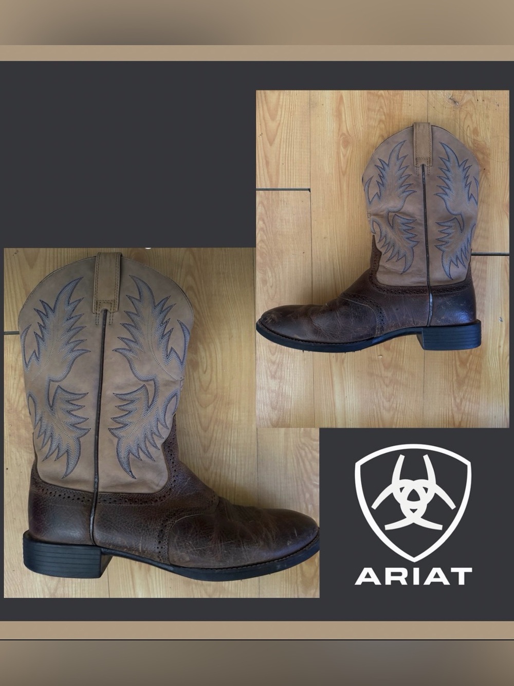 Ariat Men's Heritage Stockman Distressed and Embroidered Leather Boots Size 12D
